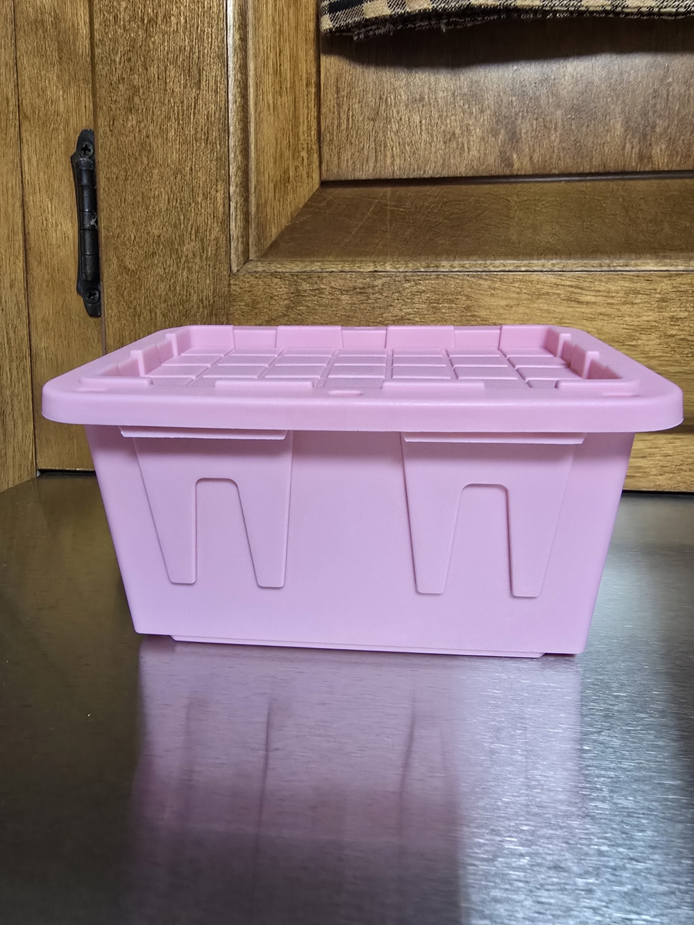Lowes Pink Teeny Tote Plastic Storage Bin with Lid - Home Organization